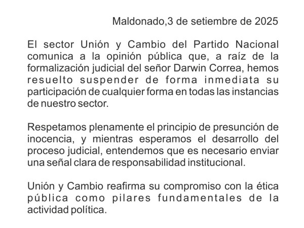 Sector de Rodrigo Blás suspendió a Darwin Correa de participar en actividades del sector