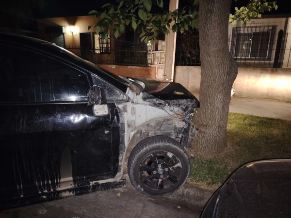 policía, barrio rivera, persecución, estrellado, auto, árbol,