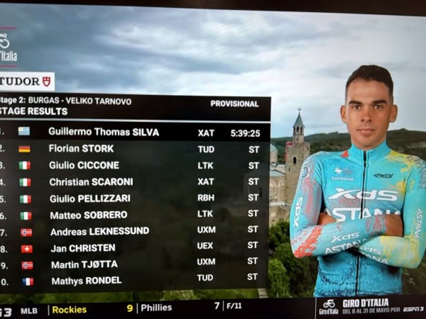 El ciclista fernandino Thomas Silva ganó la segunda etapa del Giro de Italia