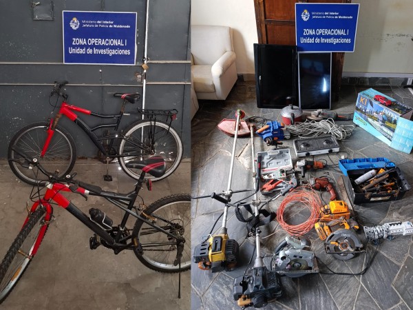 Policía recuperó electrodomésticos, herramientas y bicicletas robadas: hay una persona detenida