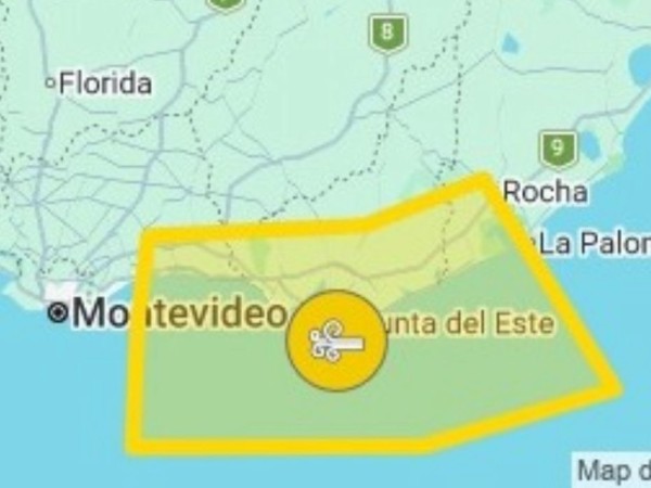 Inumet emitió alerta amarilla por vientos fuertes y persistentes para Maldonado