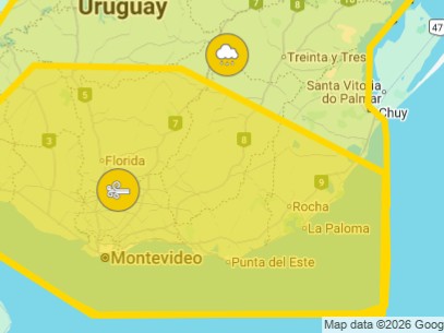 Maldonado bajo advertencia amarilla por lluvias y vientos fuertes