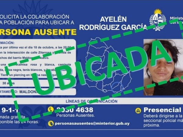 Apareció otra mujer que estaba siendo buscada